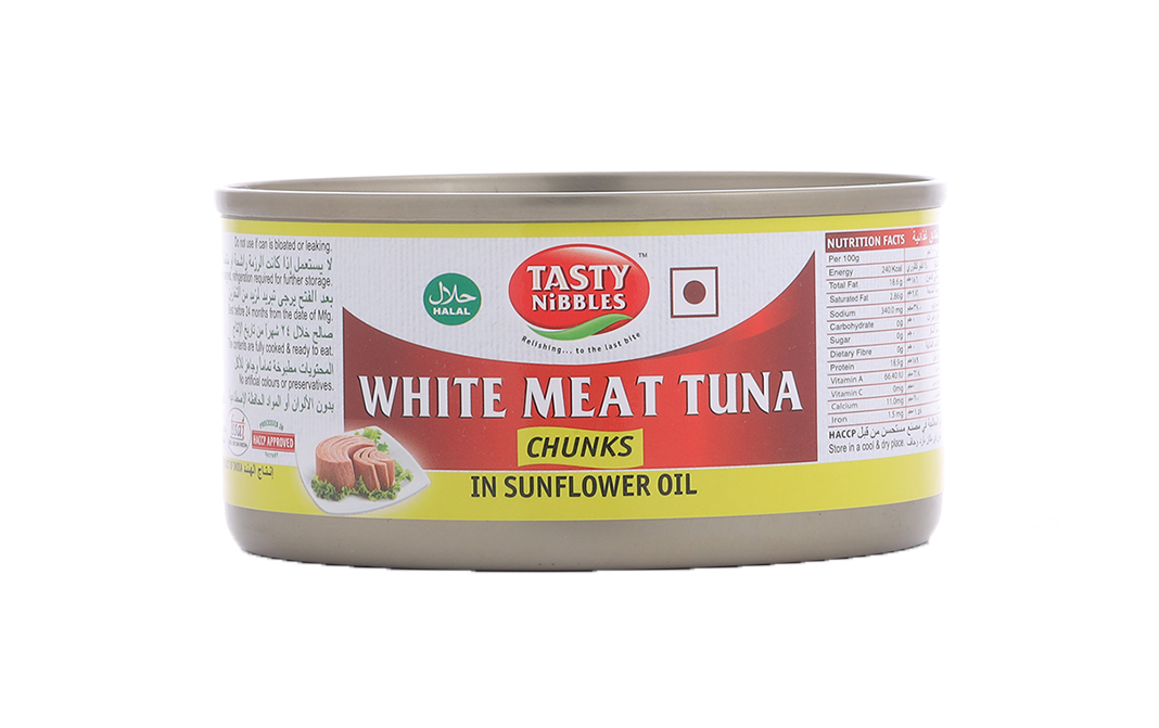 Tasty Nibbles White Meat Tuna Chunks In Sunflower Oil   Tin  185 grams